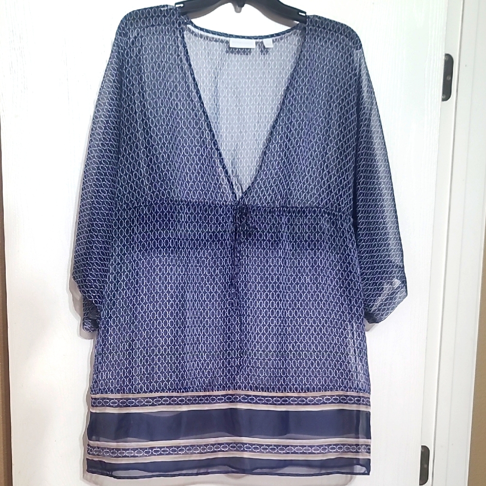 Elegant Blue Swim Cover-Up